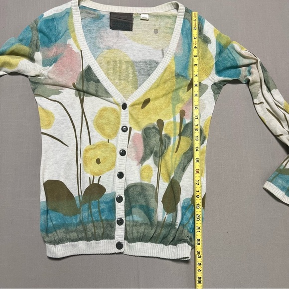 Anthropologie Guinevere Floral Print Button Front Cardigan Sweater XS - Picture 7 of 14